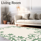 Elegant Green Vine Border Rug