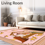 Pink Nativity Scene with Angels and Star Rug
