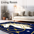 Celestial White Unicorn Gold Constellation Rug