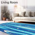 Oceanic Blue Wood Grain Jellyfish Rug