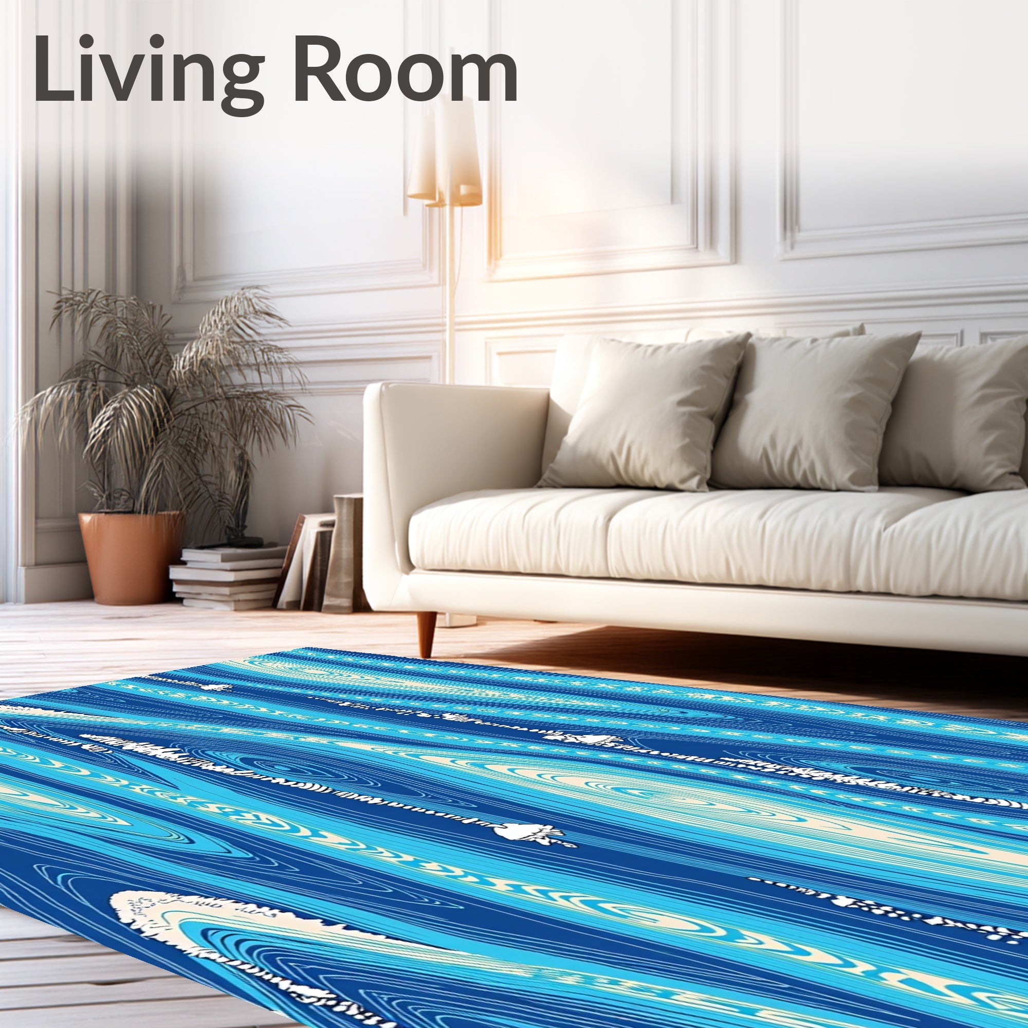Oceanic Blue Wood Grain Jellyfish Rug