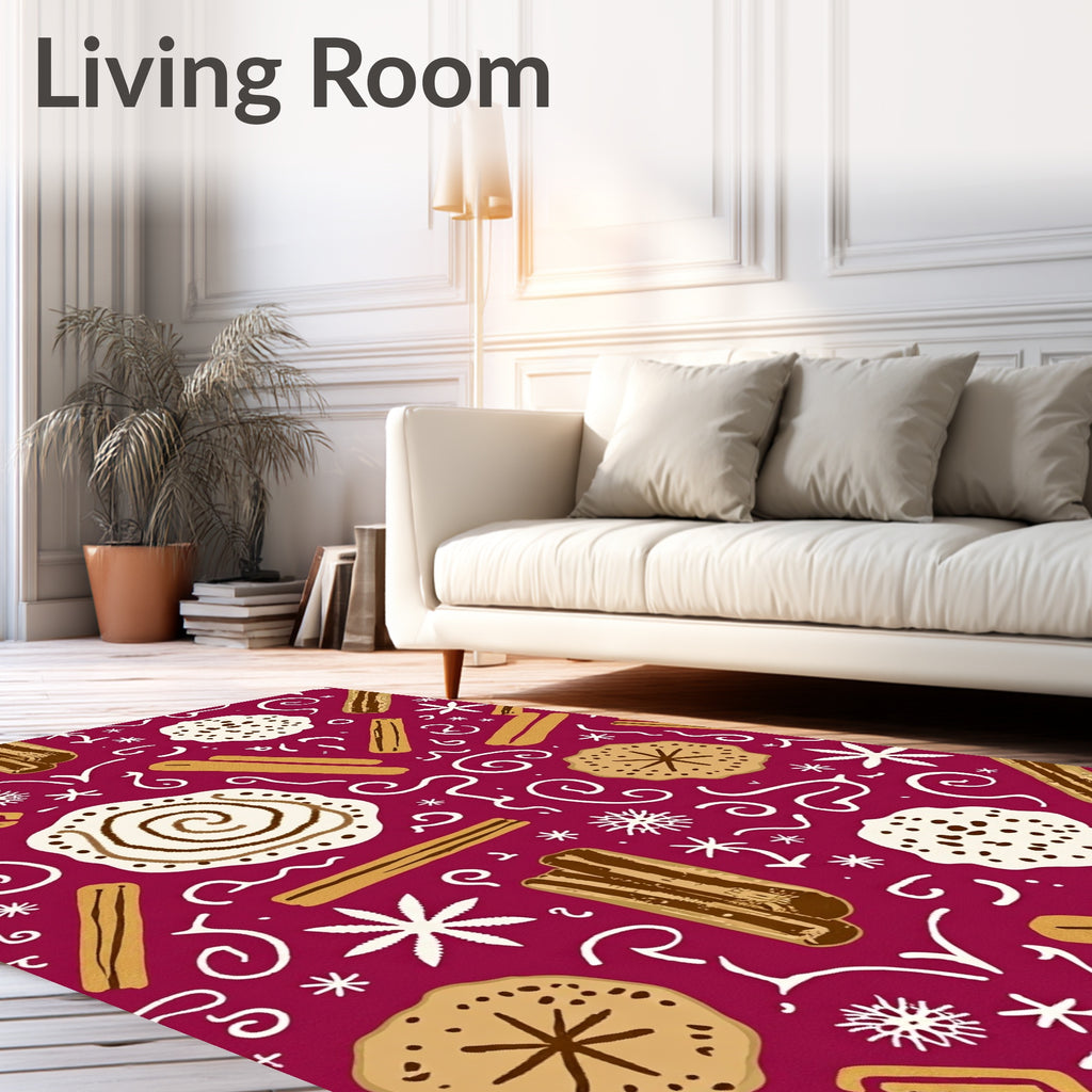 Crimson Cinnamon Spice Cookies Swirls Rug