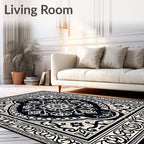 Classic Black Ivory Arabesque Medallion Rug