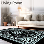 Pale Blue Ornamental Floral Medallion Rug