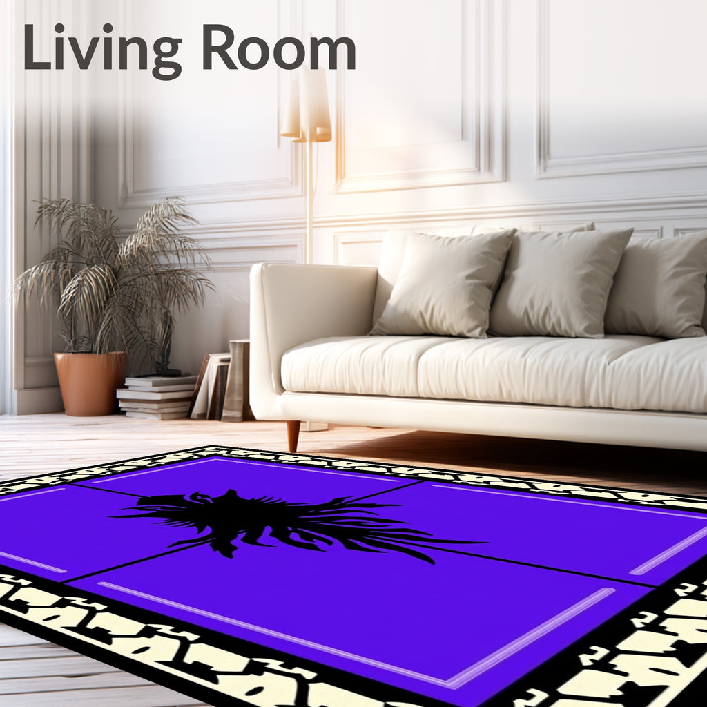 Bold Black Tribal Orchid Purple Rug