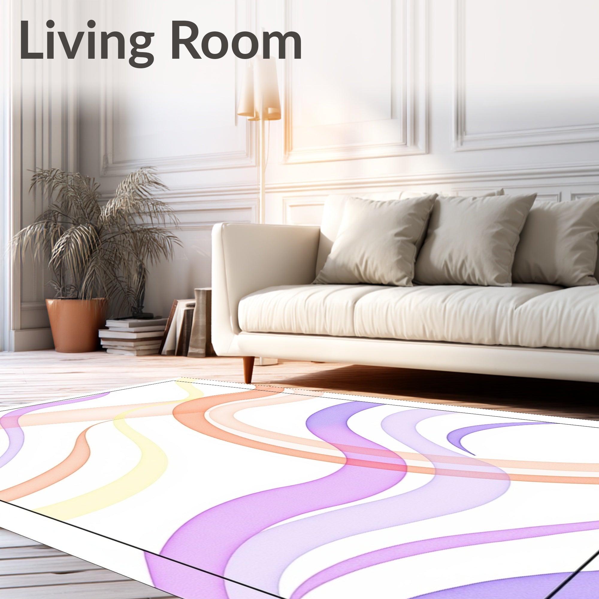 Pastel Swirl Ribbon Abstract Rug