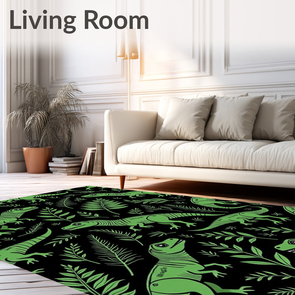 Green Dinosaur Foliage All-Over Rug