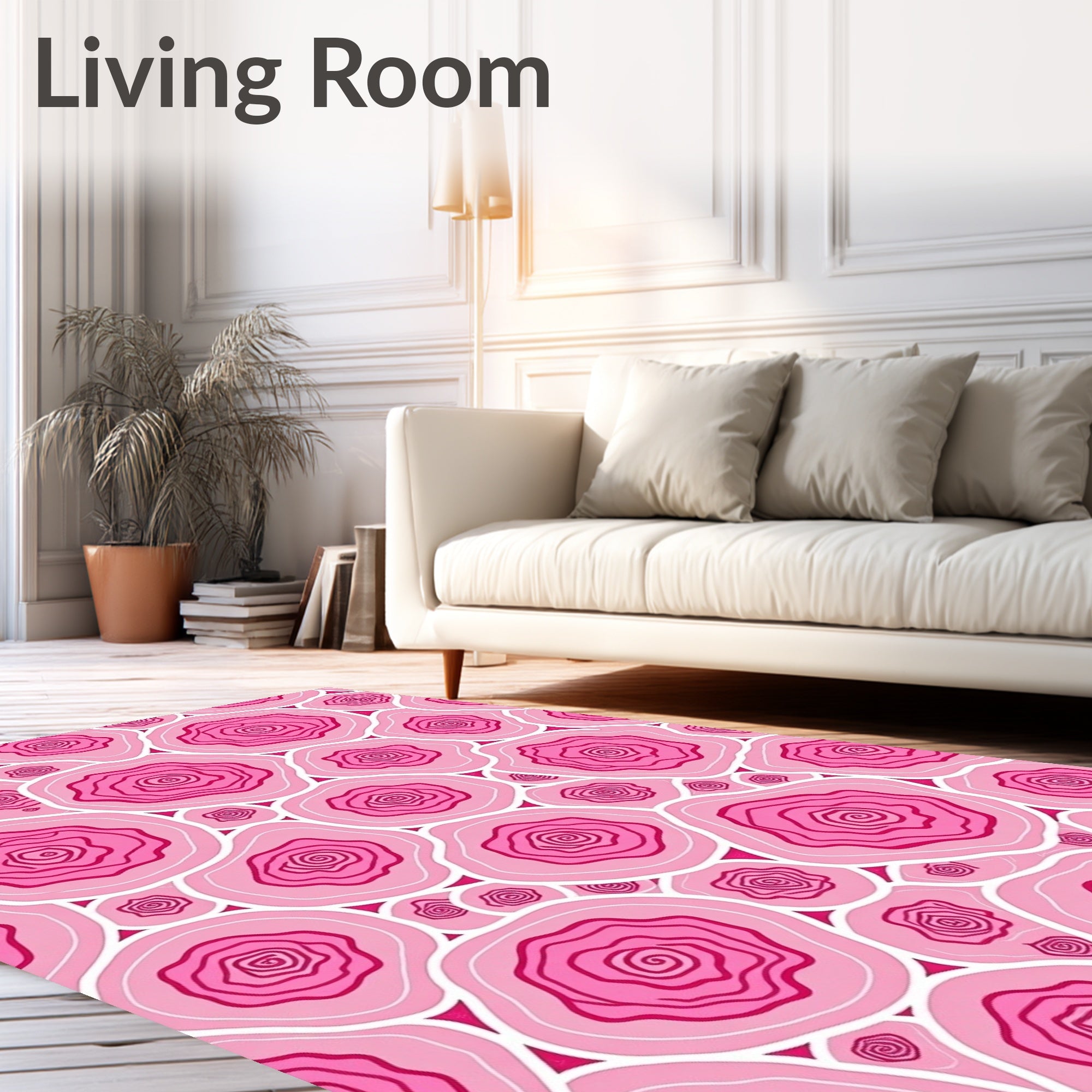 Pink Roses Scatter Abstract Rug