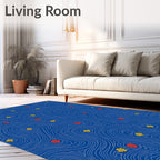 Deep Blue Floral Swirl Rug