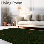 Black Gold Festive Leaf Ornaments Rug
