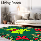 Festive Green Frog Red Bow Collage Rug