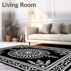 Classic Black White Medallion Floral Rug