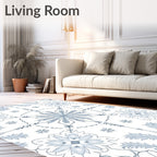 Pale Blue Floral Starburst Serene Medallion Rug