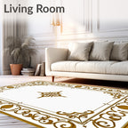 Golden Ornate Floral Medallion Rug