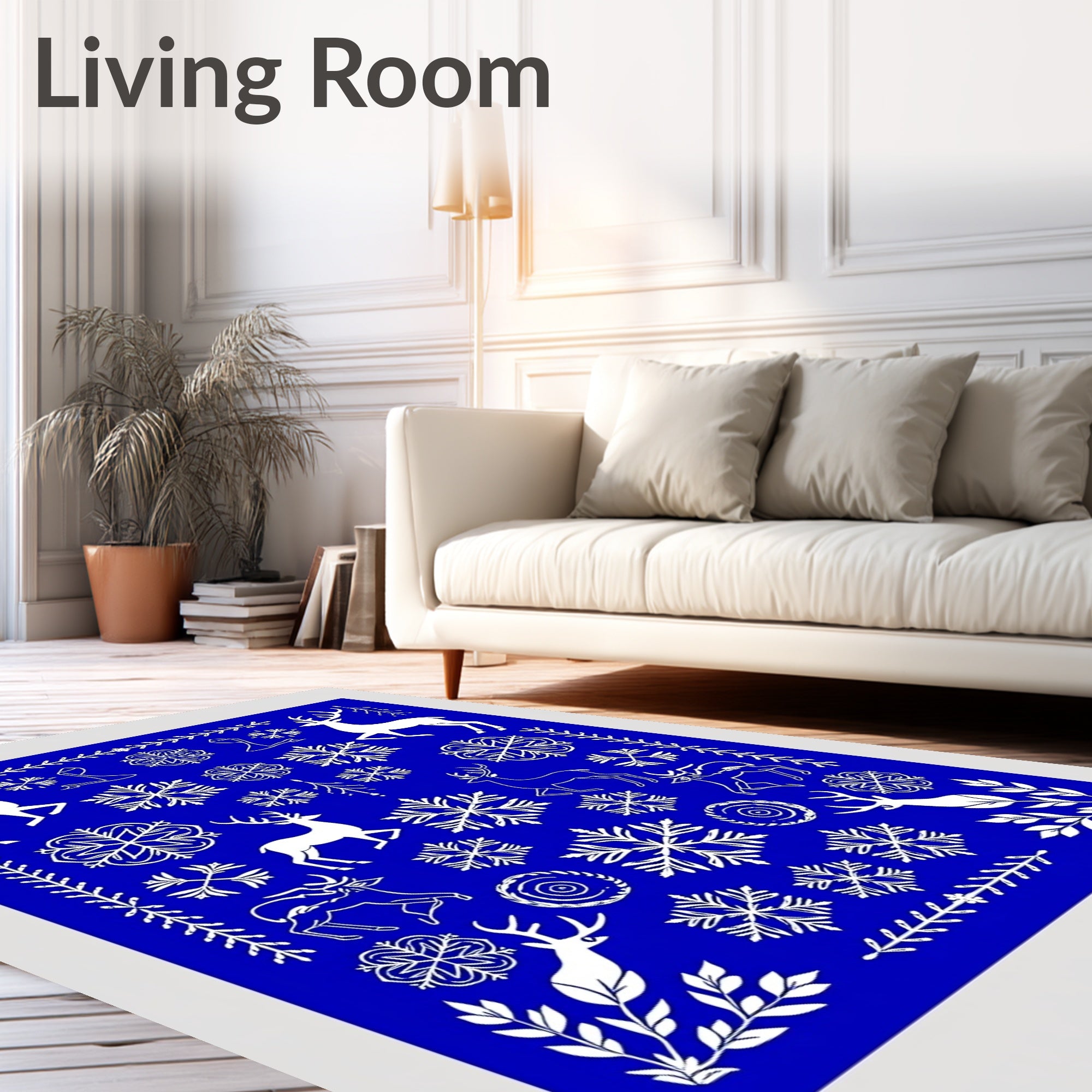 Winter Deer Snowflake Collage Rug
