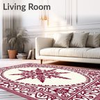 Crimson Floral Medallion Intricate Border Rug