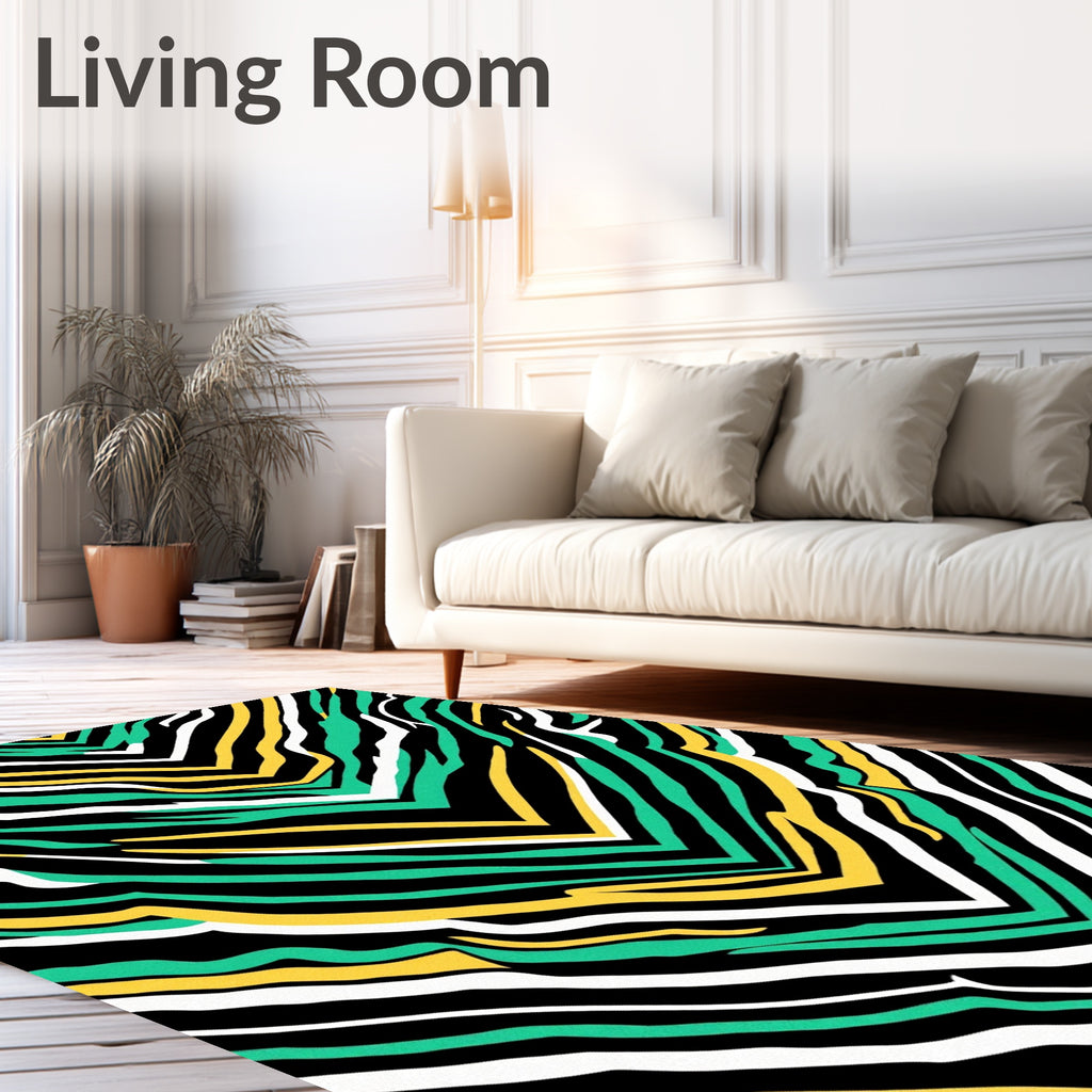 Vibrant Green Yellow Zebra Stripes Rug