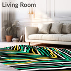 Vibrant Green Yellow Zebra Stripes Rug