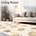 Tan Wildflower Line Art Rug