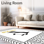 Black White Penguin Golden Welcome Art Rug