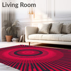 Radiant Crimson Concentric Rays Rug