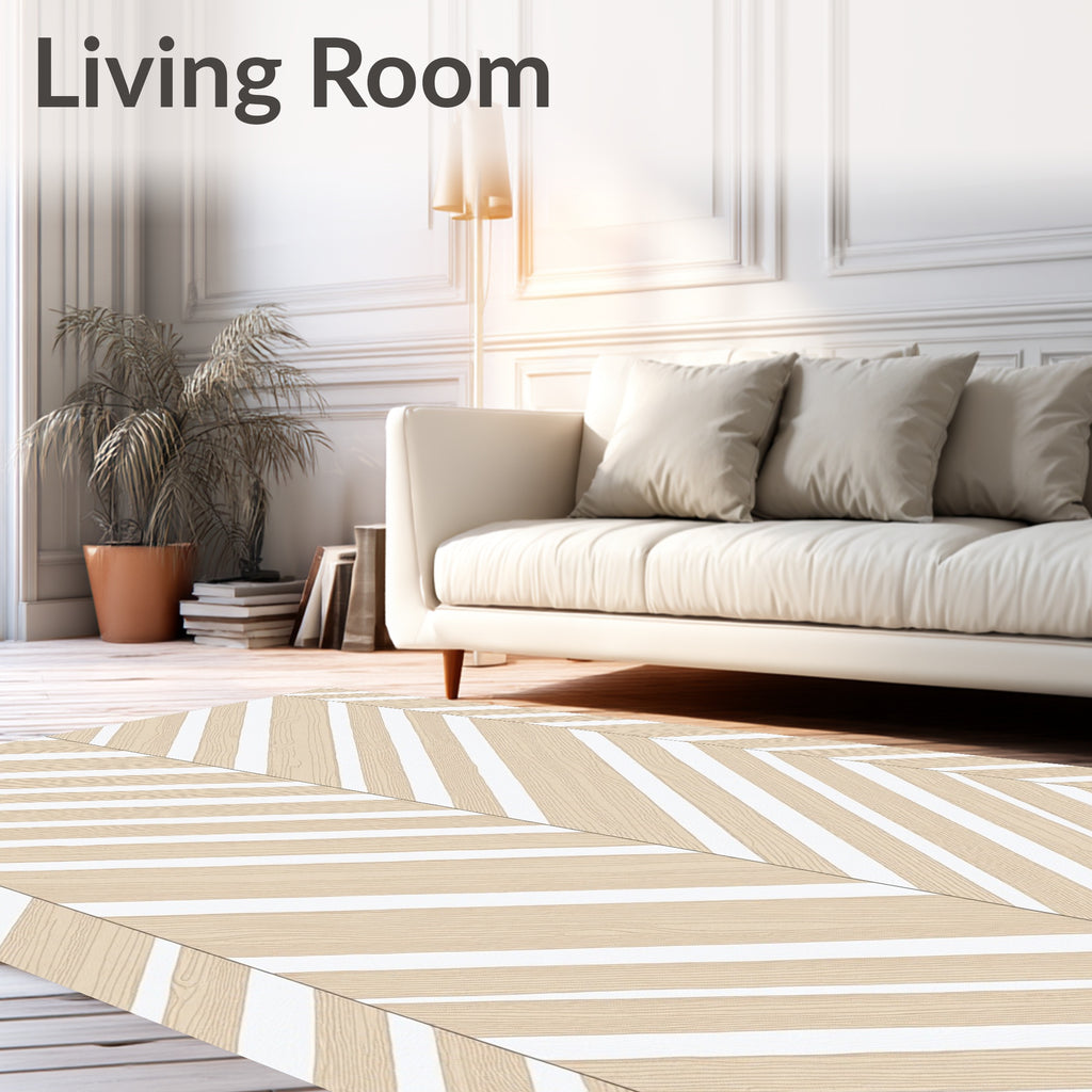 Natural Wood Grain Chevron Stripes Rug