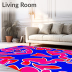 Vibrant Blue Pink Red Abstract Symmetry Rug