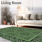 Lush Green Floral Border Rug