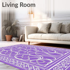 Ornate Lavender White Floral Arabesque Rug