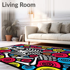 Vibrant Skeleton Flower Burst Rug