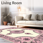 Pink Cream Floral Medallion Border Rug