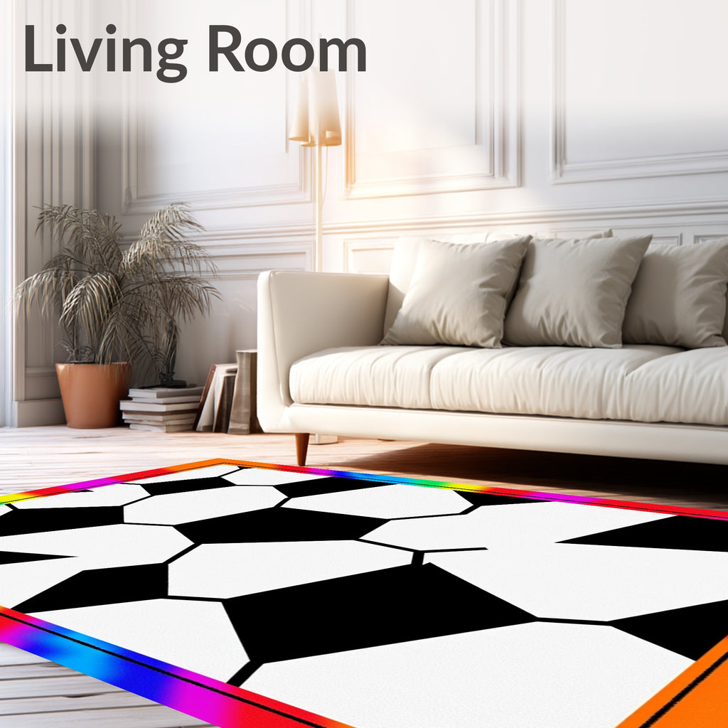 Black White Geometric Sports Ball Rug