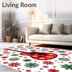 Red Guitar Snowflake Christmas Rug