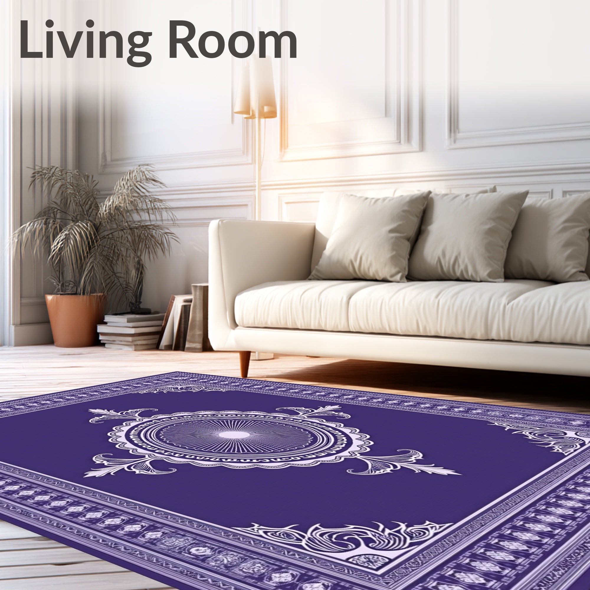 Rich Purple Intricate Floral Medallion Rug