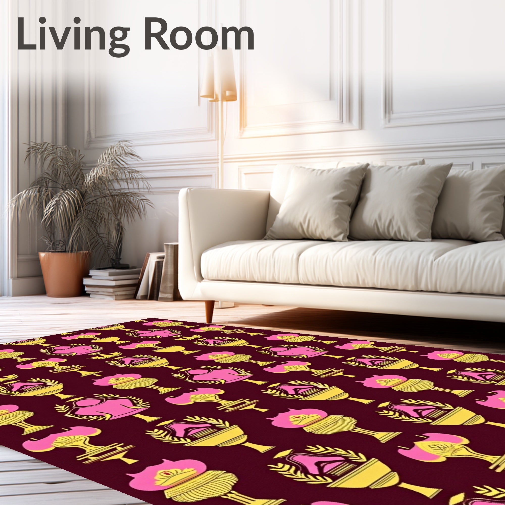 Pink Gold Trophies Geometric Repeats Rug