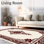 Ornate Burgundy Floral Medallion Rug