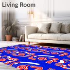 Red and White Abstract Tribal Figures Rug
