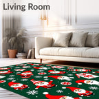 Festive Santa Claus Snowflake Houses Rug