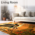 Flying Duck With Orange Sky and Flowers Rug