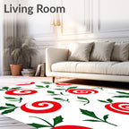 Red Swirl Ornament with Holly Sprigs Rug