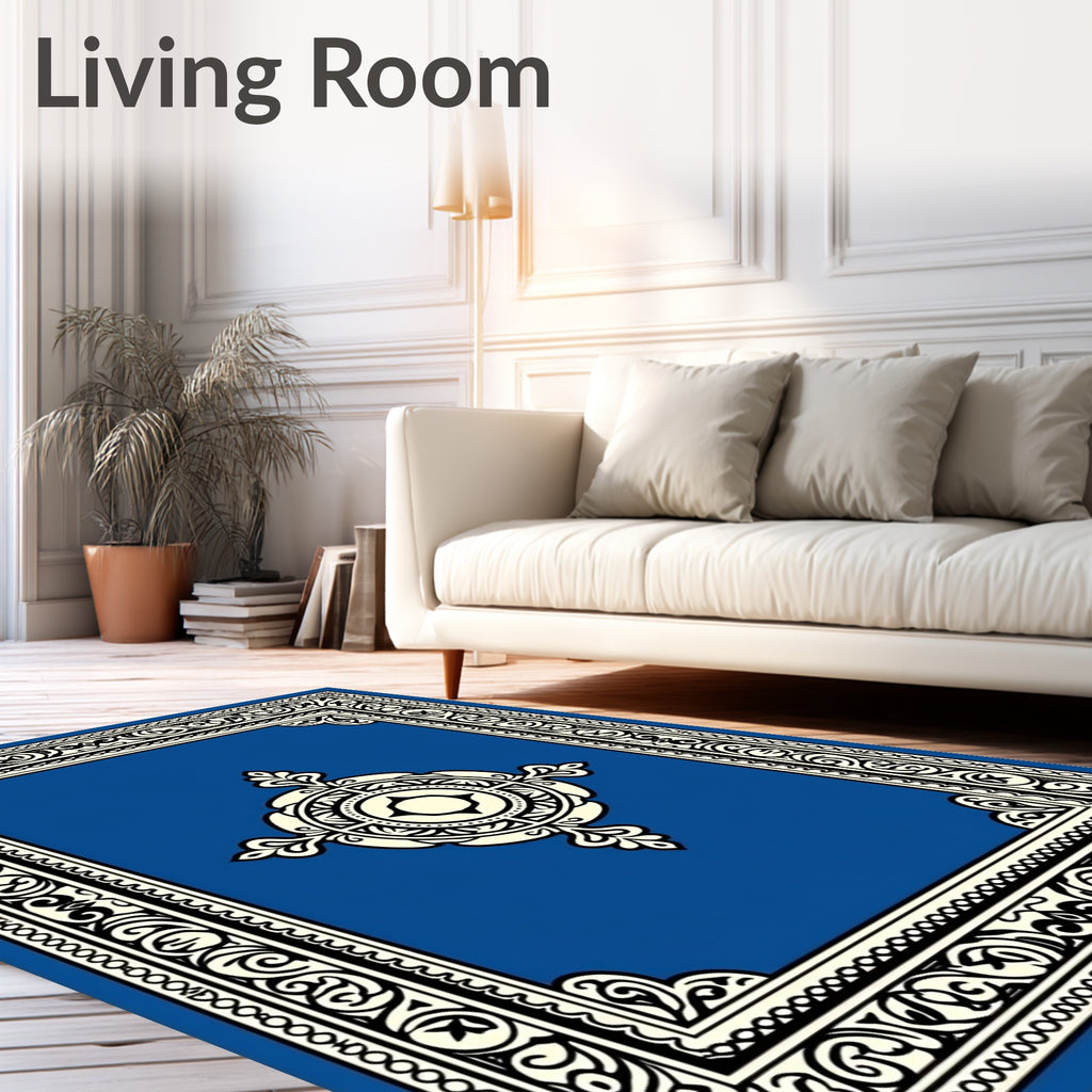 Royal Blue Traditional Medallion Border Rug