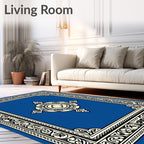 Royal Blue Traditional Medallion Border Rug