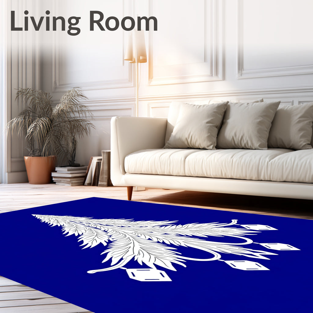 White Elegant Evergreen Ornament Rug