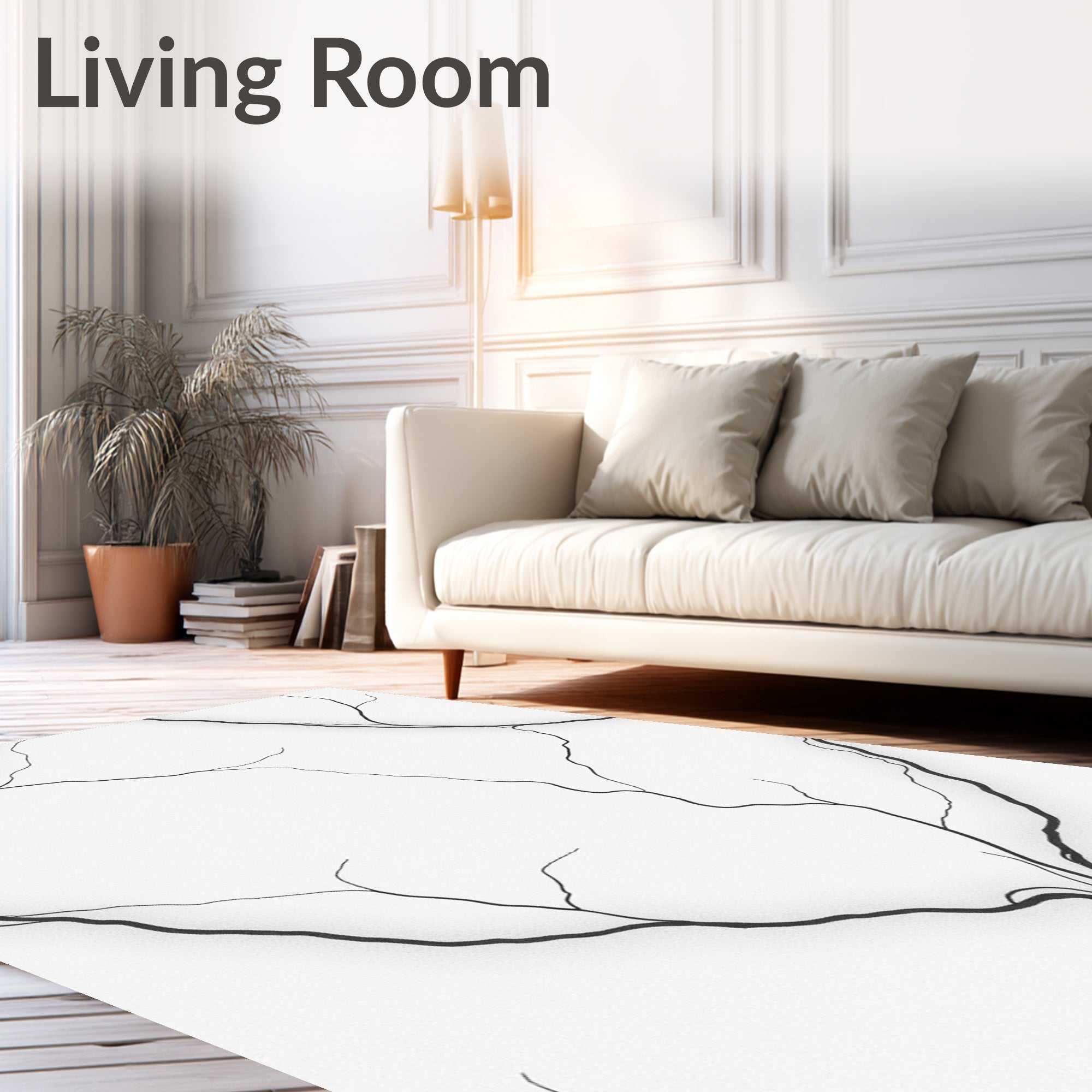 Monochrome Abstract Branch Lattice Rug