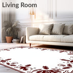 Deep Maroon Ornate Floral Border Rug
