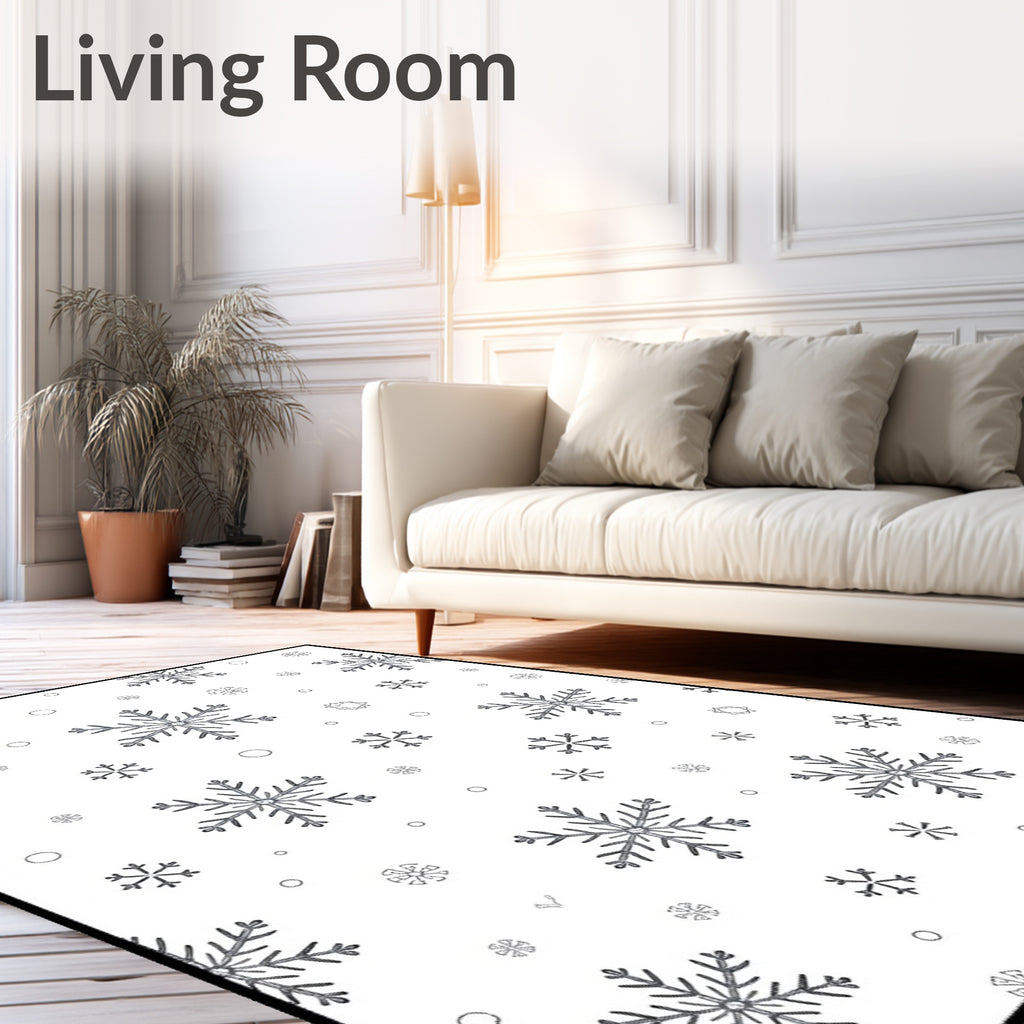 Silver Snowflake Winter Wonderland Rug