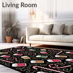 Festive Red White Candy Cane Cups Rug