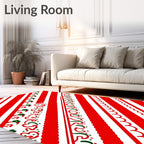 Red White Diagonal Stripe Holiday Accents Rug