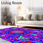 Radiant Magenta Teal Flower Psychedelic Rug