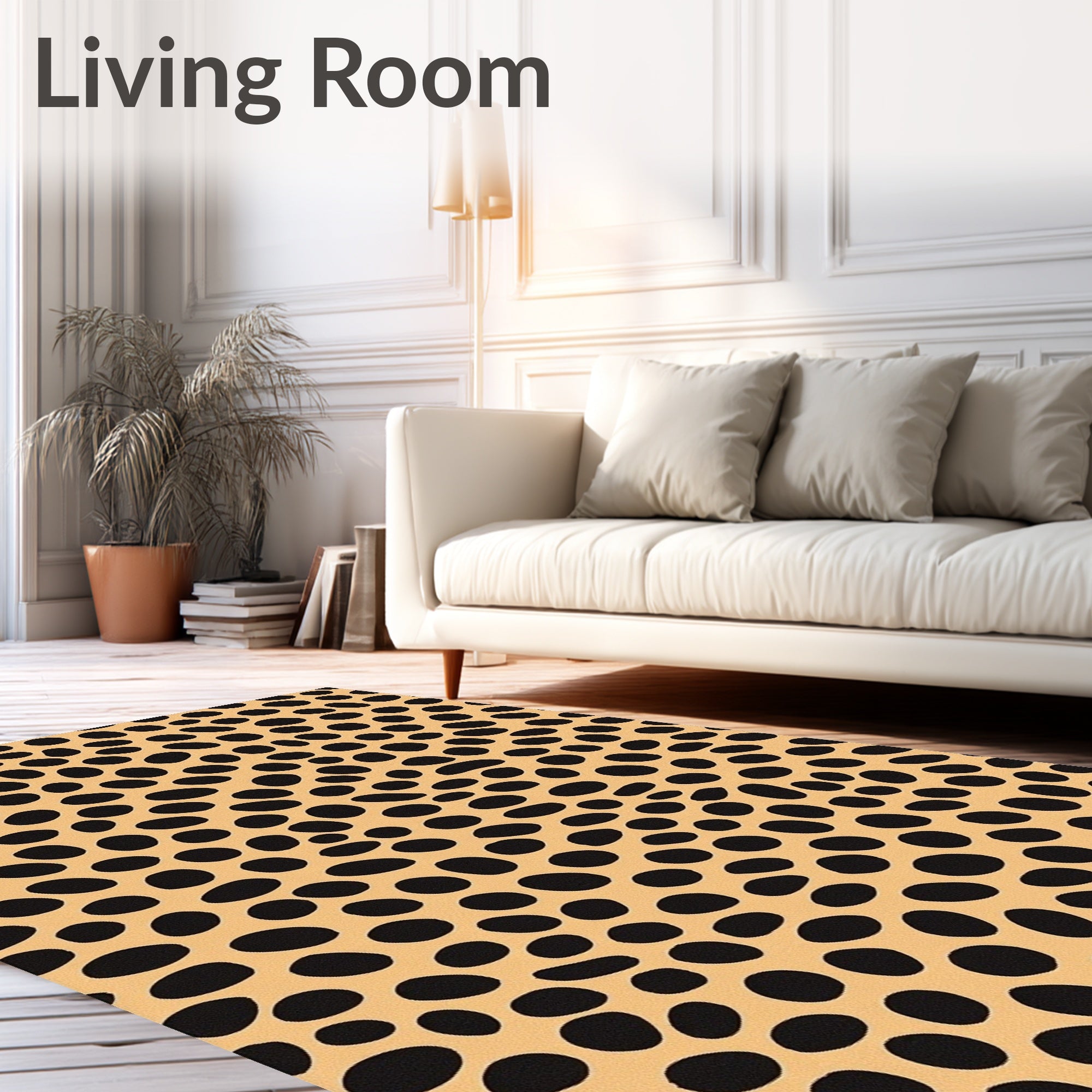 Neutral Tan Spotted Animal Print Rug